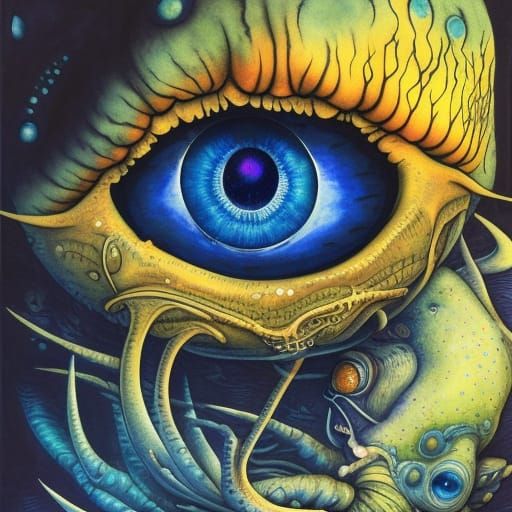 Eye in Coral Reef as Ink Art