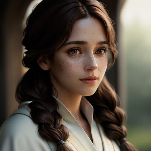 Elegant Portrait of a Young Woman in Classic Black Robes