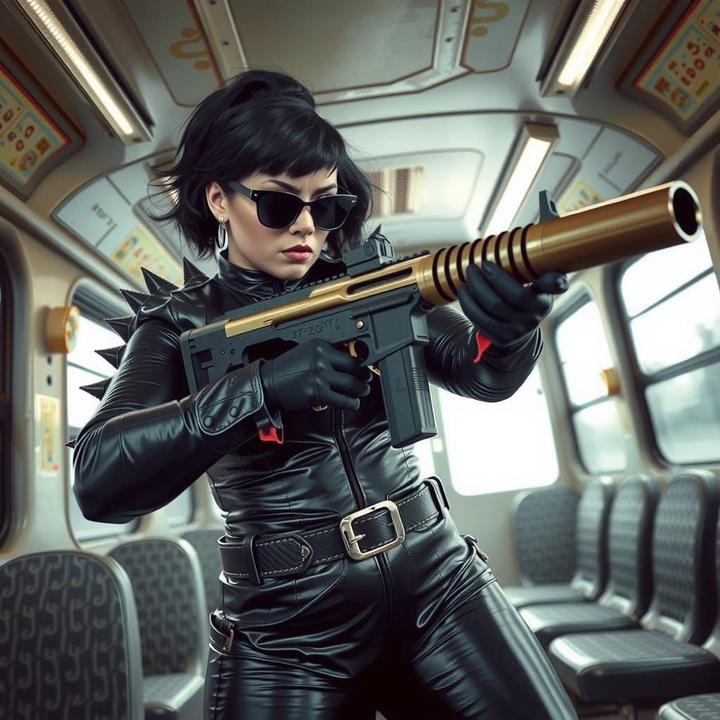 Dominant Female Prison Guard in Cyberpunk Style