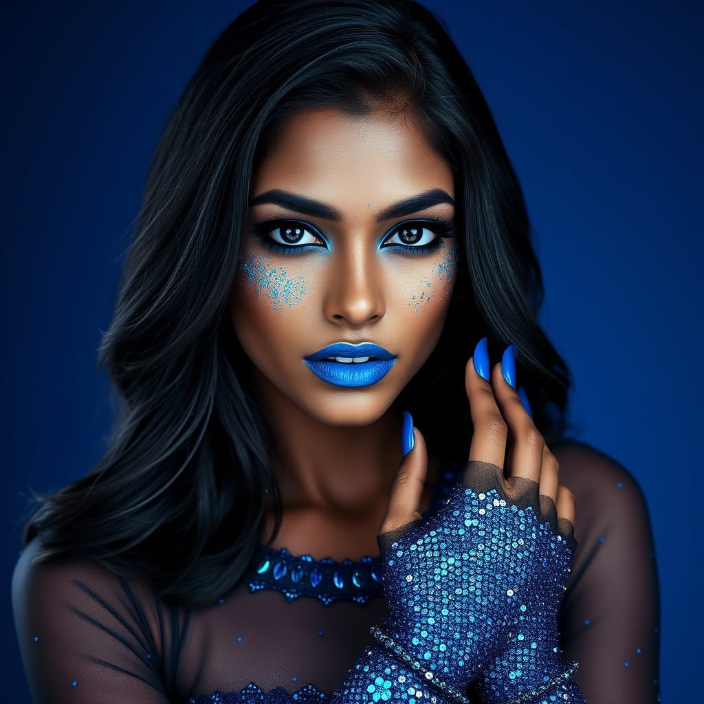 Luminous Kerala Beauty in Cosmic Blue