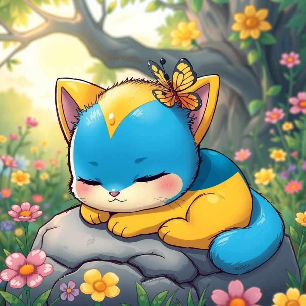Cute Kawaii Pokémon Asleep in Dreamy Flower Land