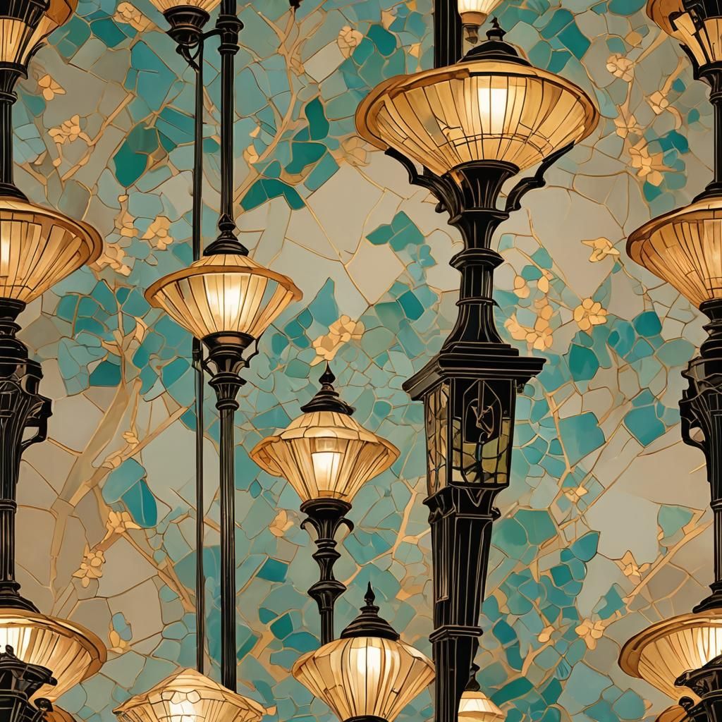 Art Deco Lamp in Post-Impressionism Style