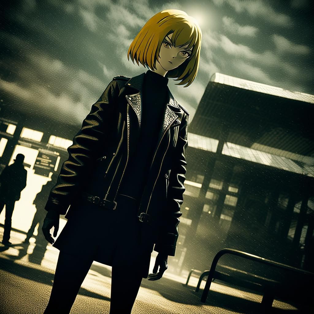 Ethereal Bus Station Melancholy in Anime-Inspired Cinematic....