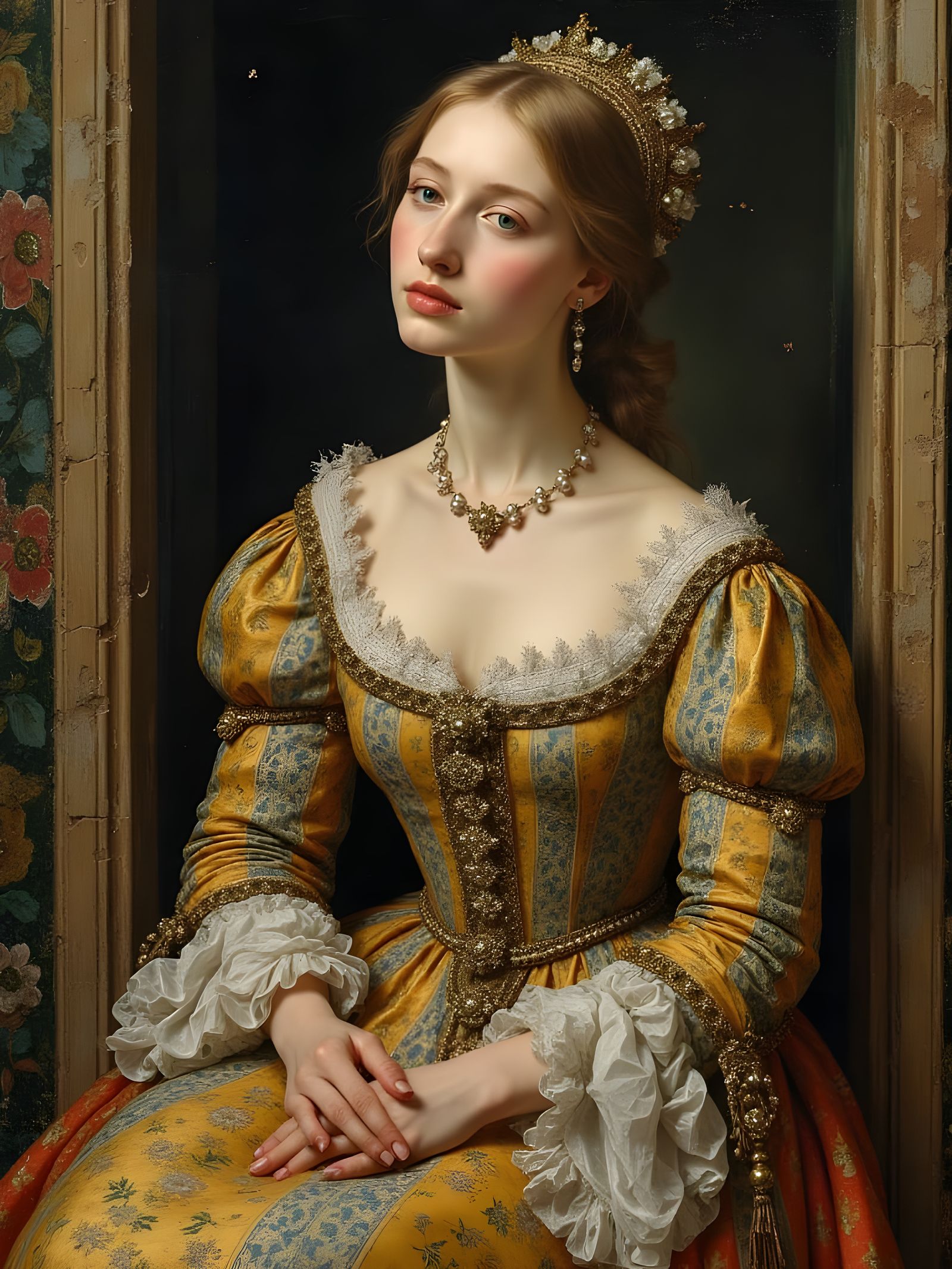 Renaissance Noblewoman in Faux Mosaic Style