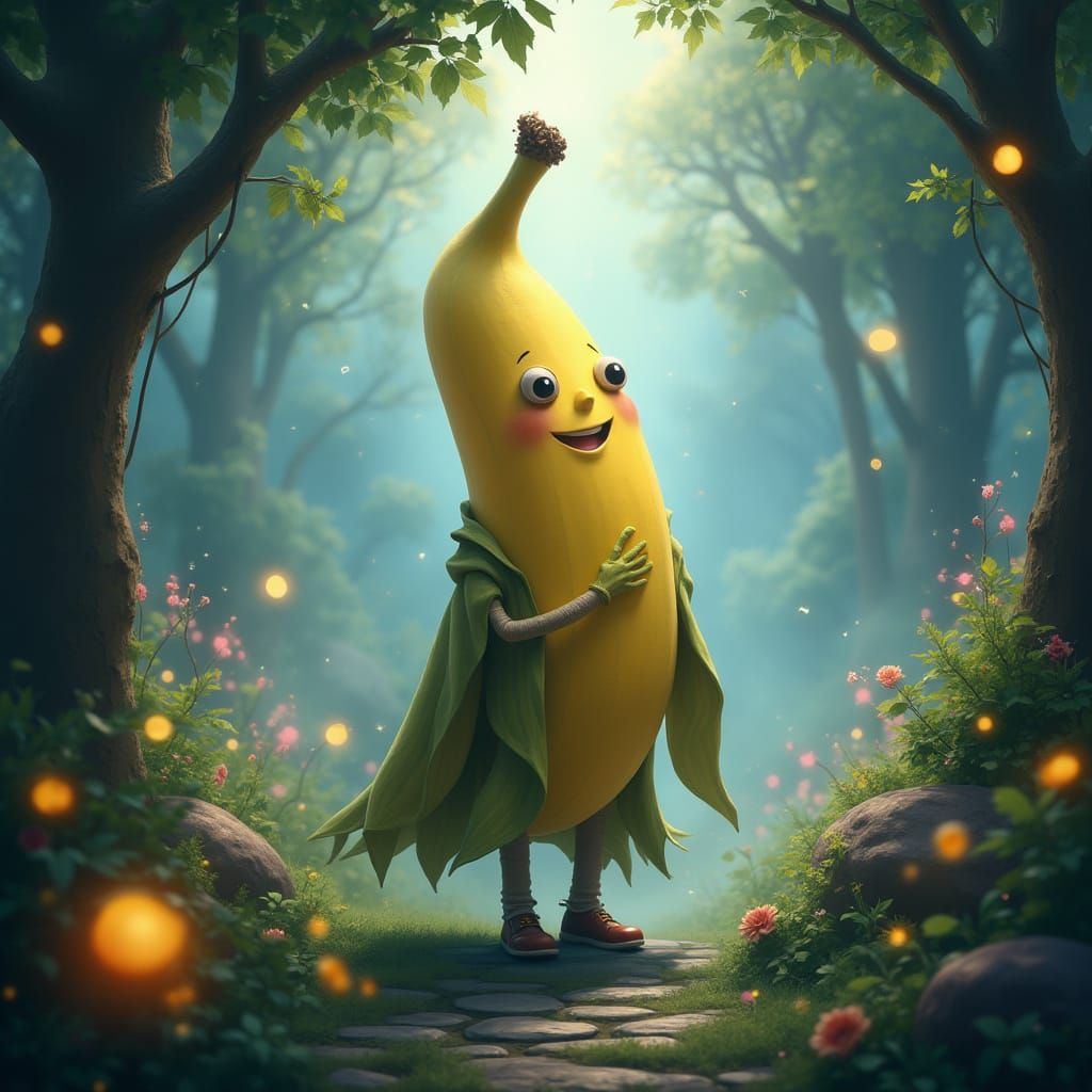 Whimsical Figure in Ethereal Fantasy Realm