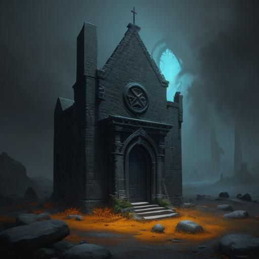 Mystical Stone Door with Celtic Knotwork and Runes