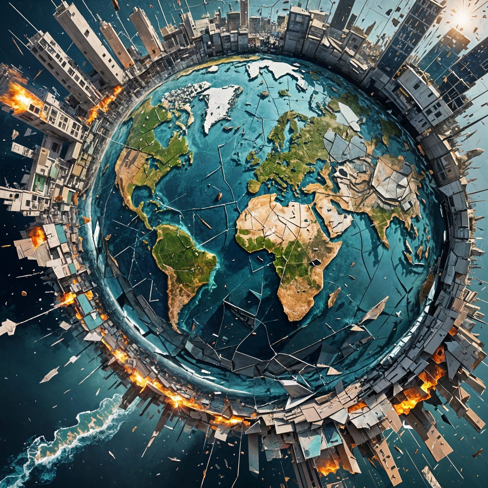 Shattered Earth with Civil Unrest Double Exposure