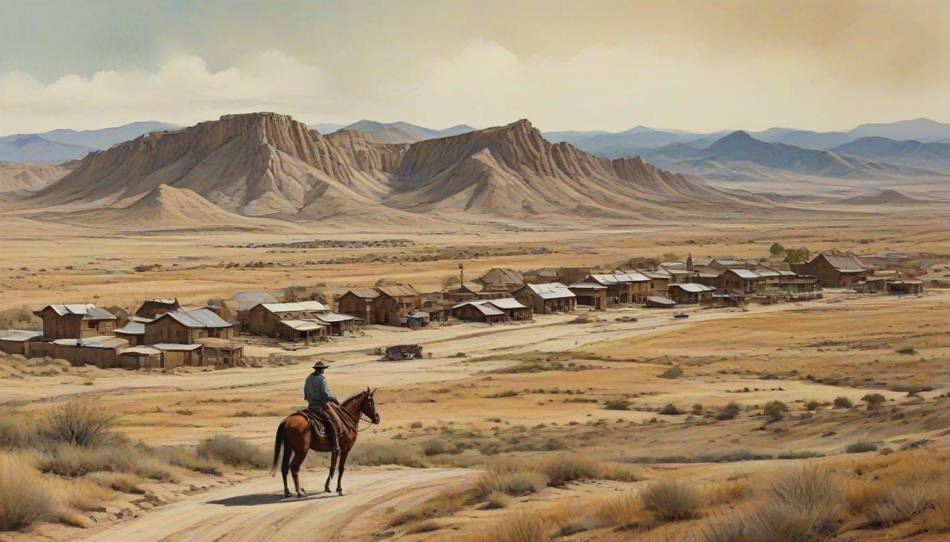 Surreal Western Landscape in Whimsical Style