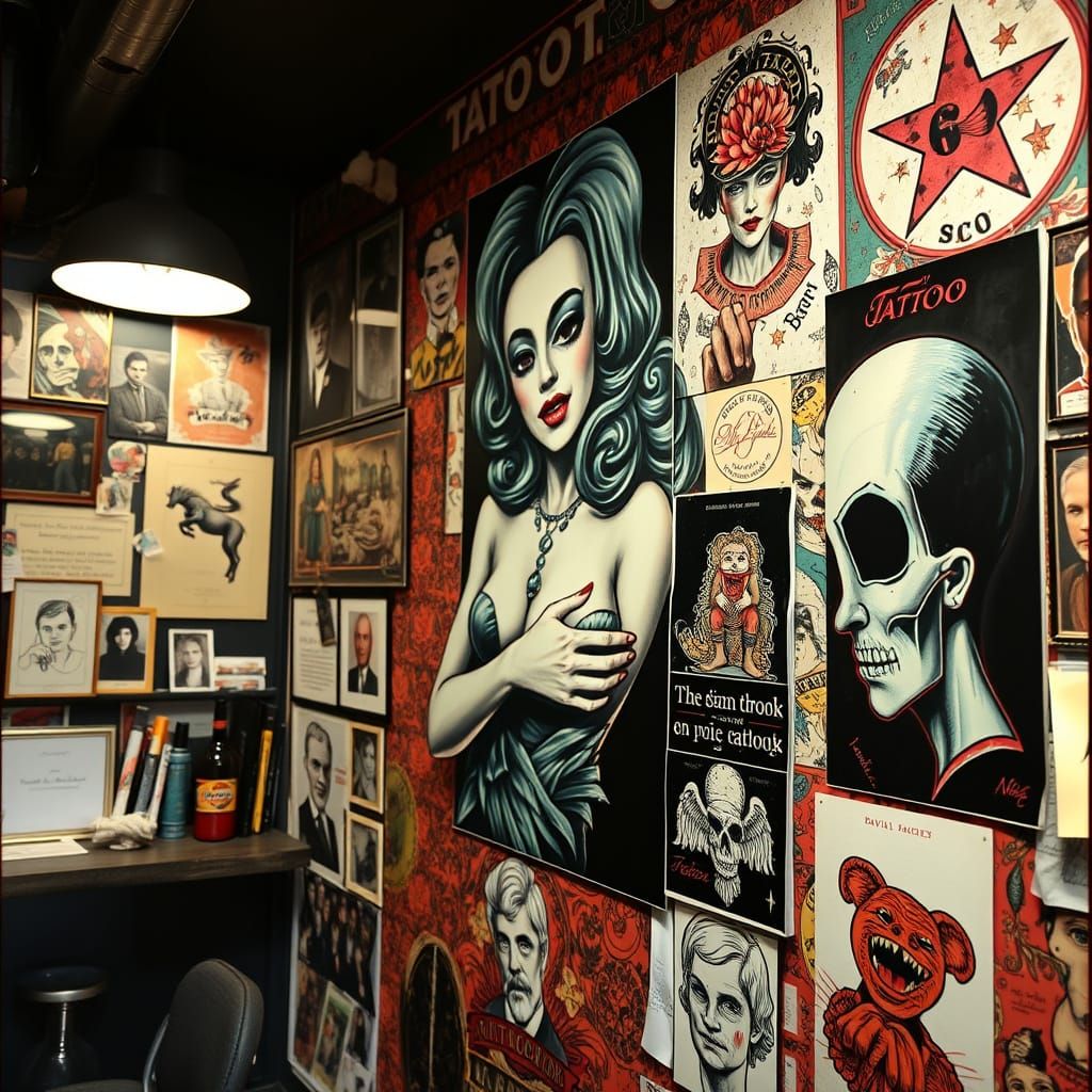 On the Wall of the Tattoo Shop