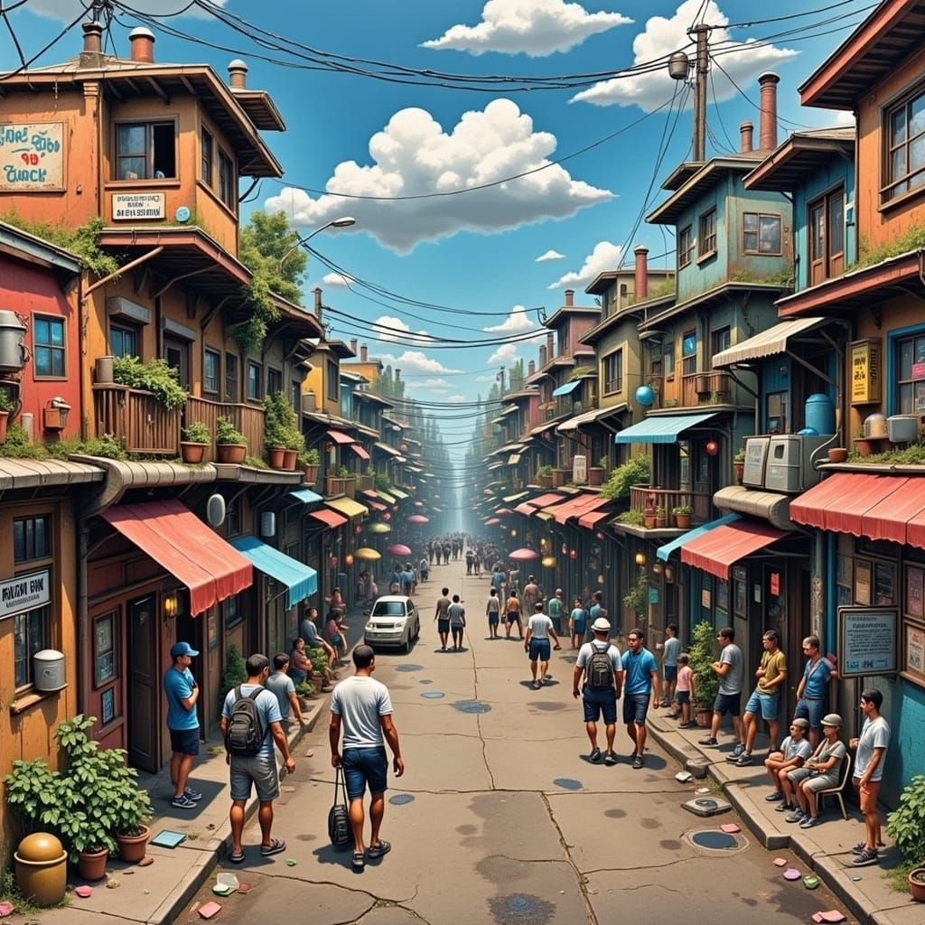 Dystopian Cityscape: The Poor Side of Town