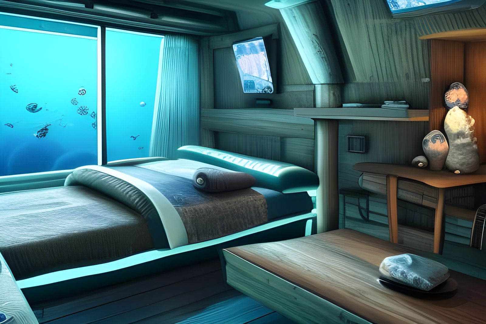 Cozy Underwater Cabin Hotel Room in 8K