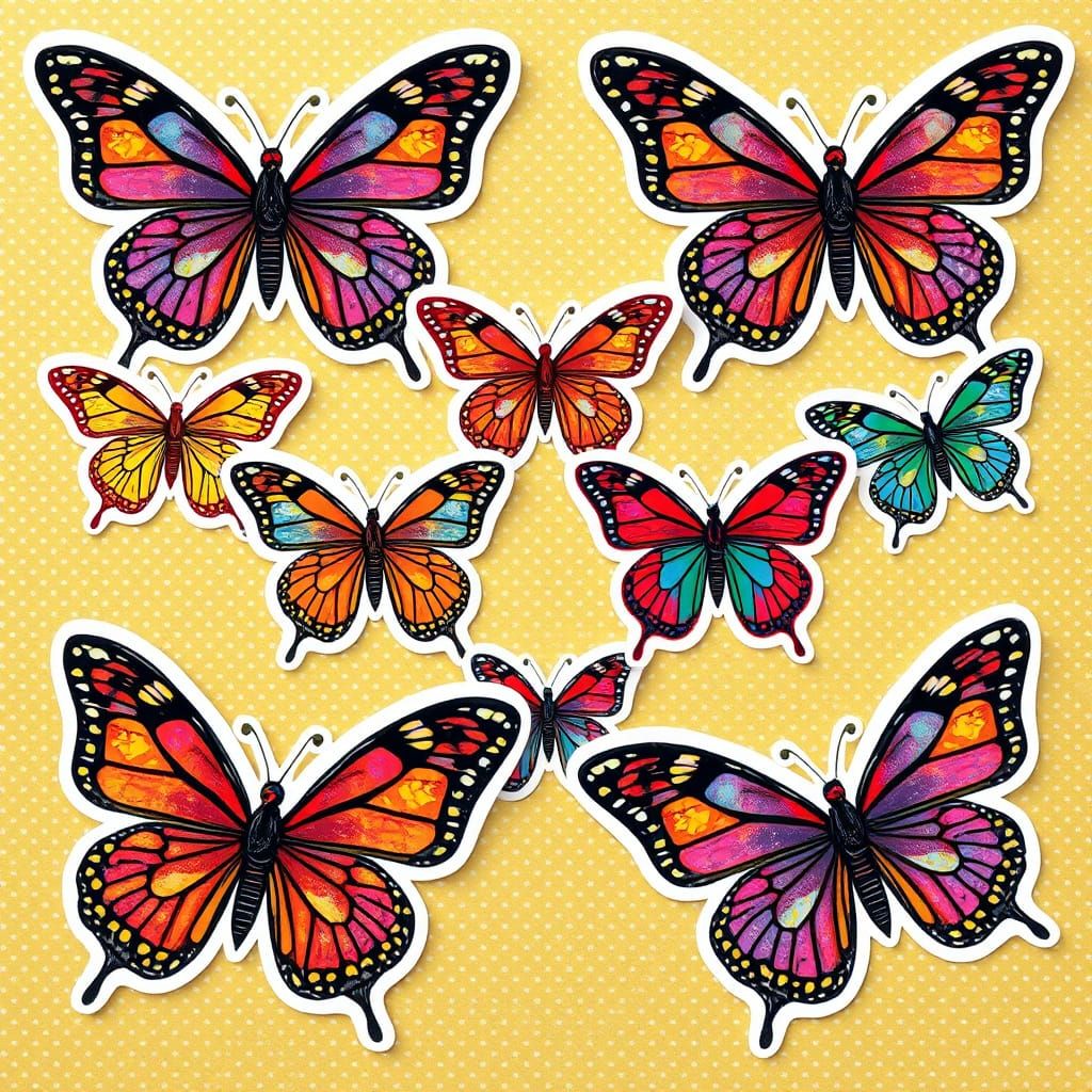 Butterfly Sticker Sheet in Abstract Art Style