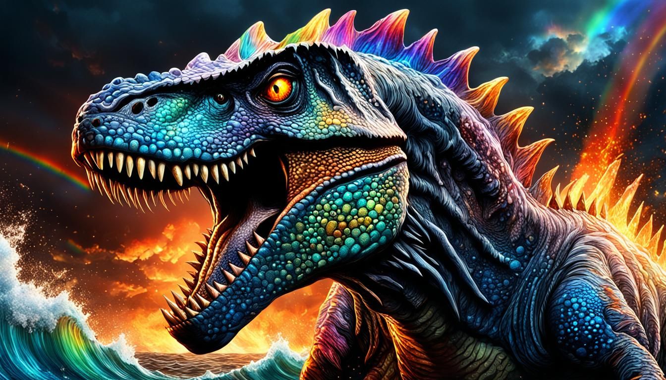 Epic Dinosaur with Titanium Scales in Cosmic Explosion