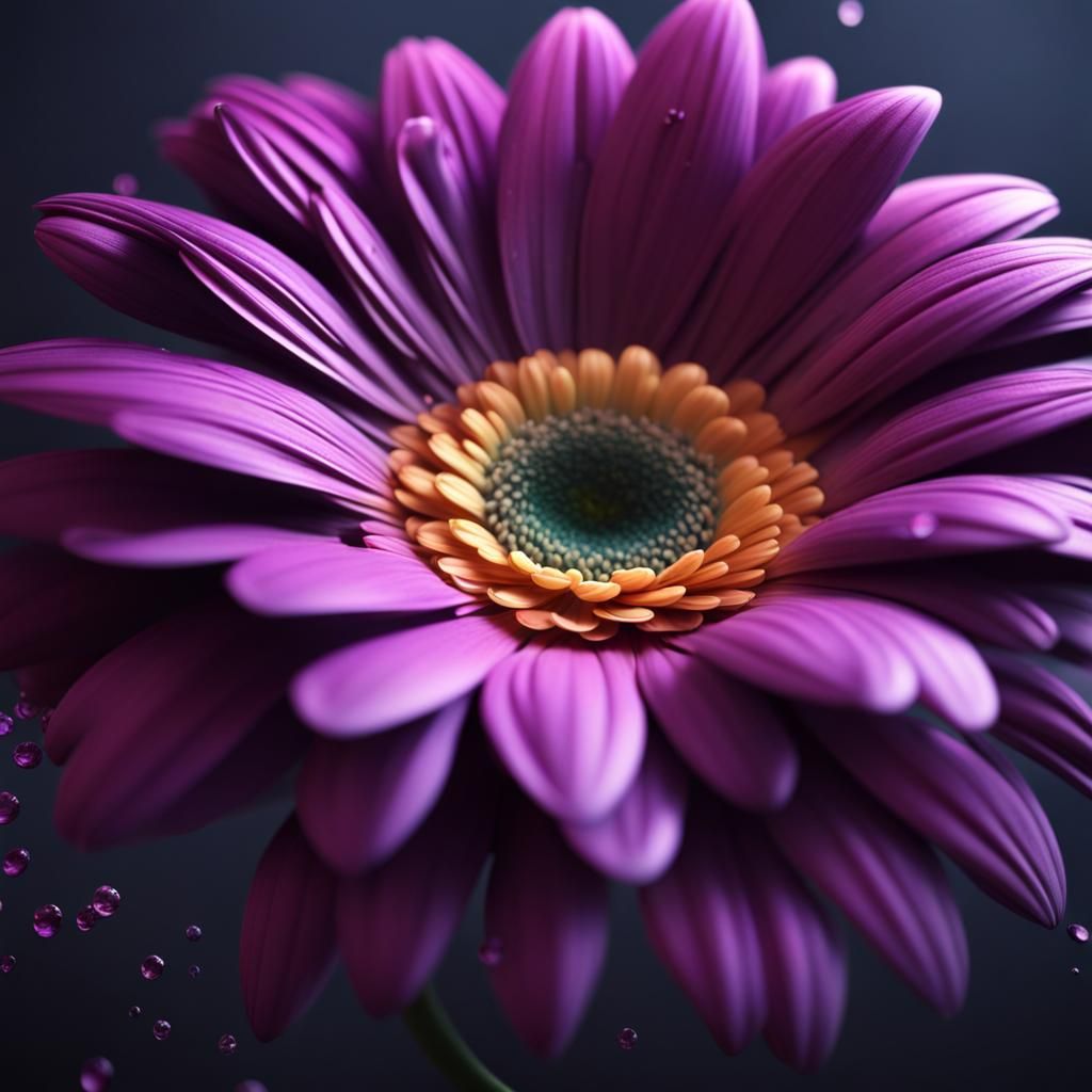 Macro Purple Gerbera Digital Art Masterpiece