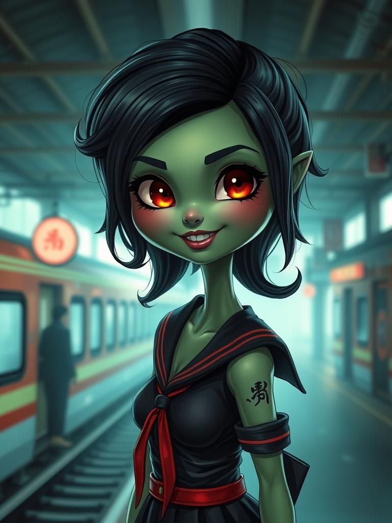 Uruk-Hai Supermodel at Train Station