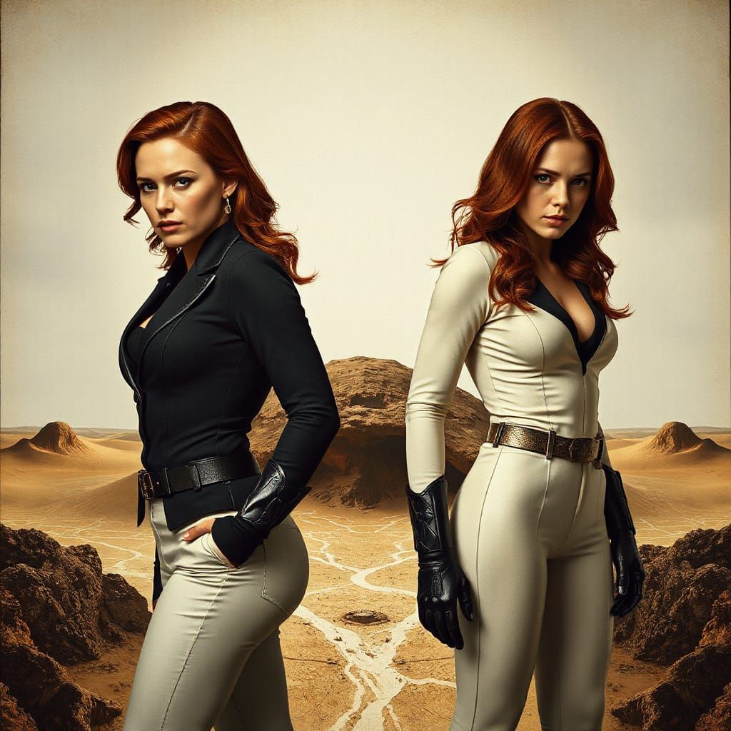 Black and White Suit Portrait in Surrealist Style