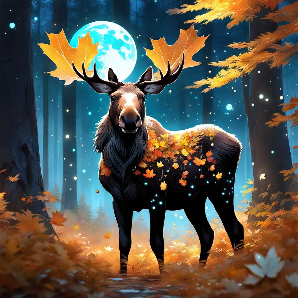 Constellation Moose in Bioluminescent Garden