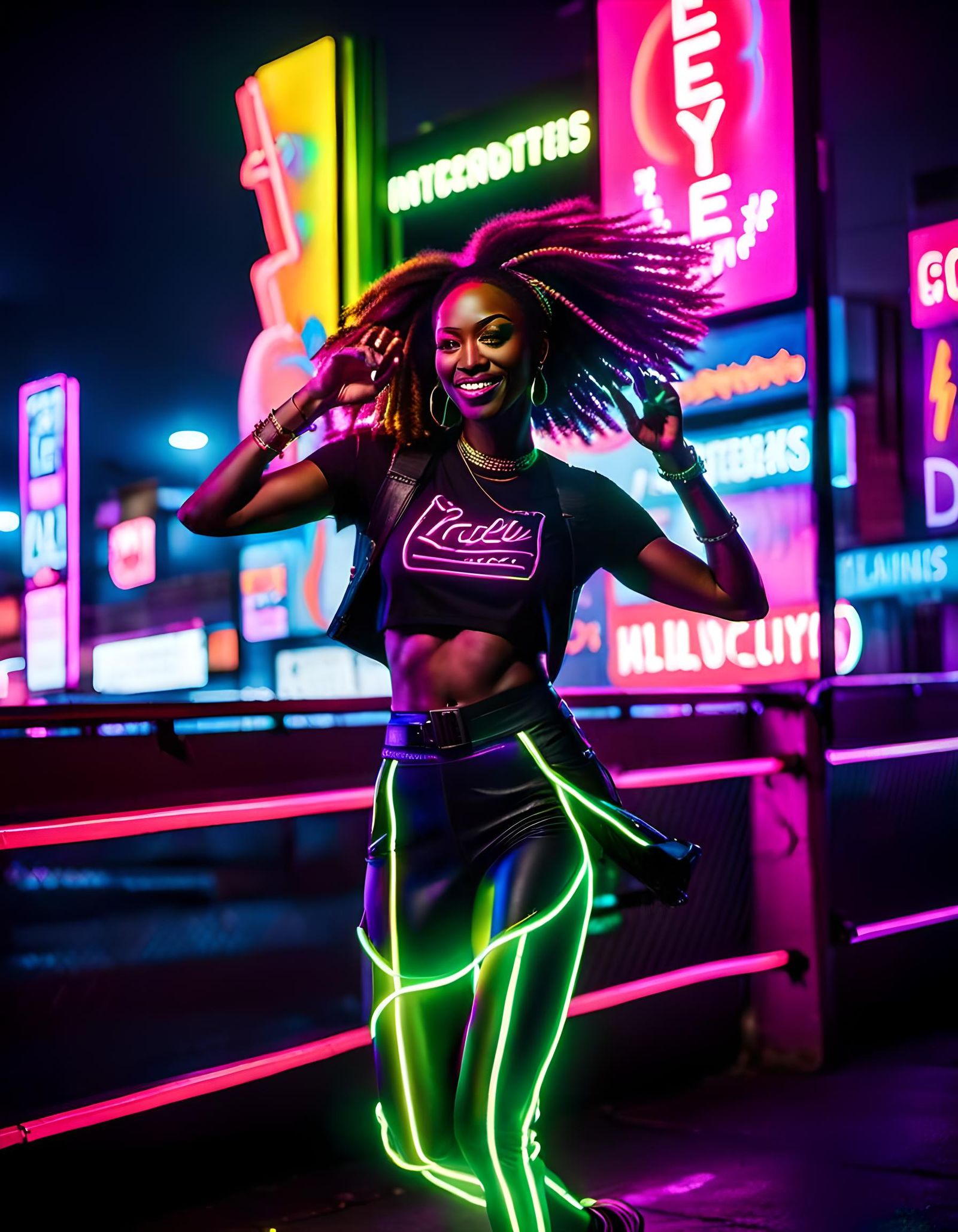 Fluorescent Dance in the Neon City