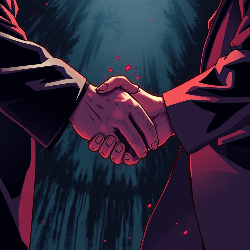 Dramatic Blood Pact Illustration in Manga Style