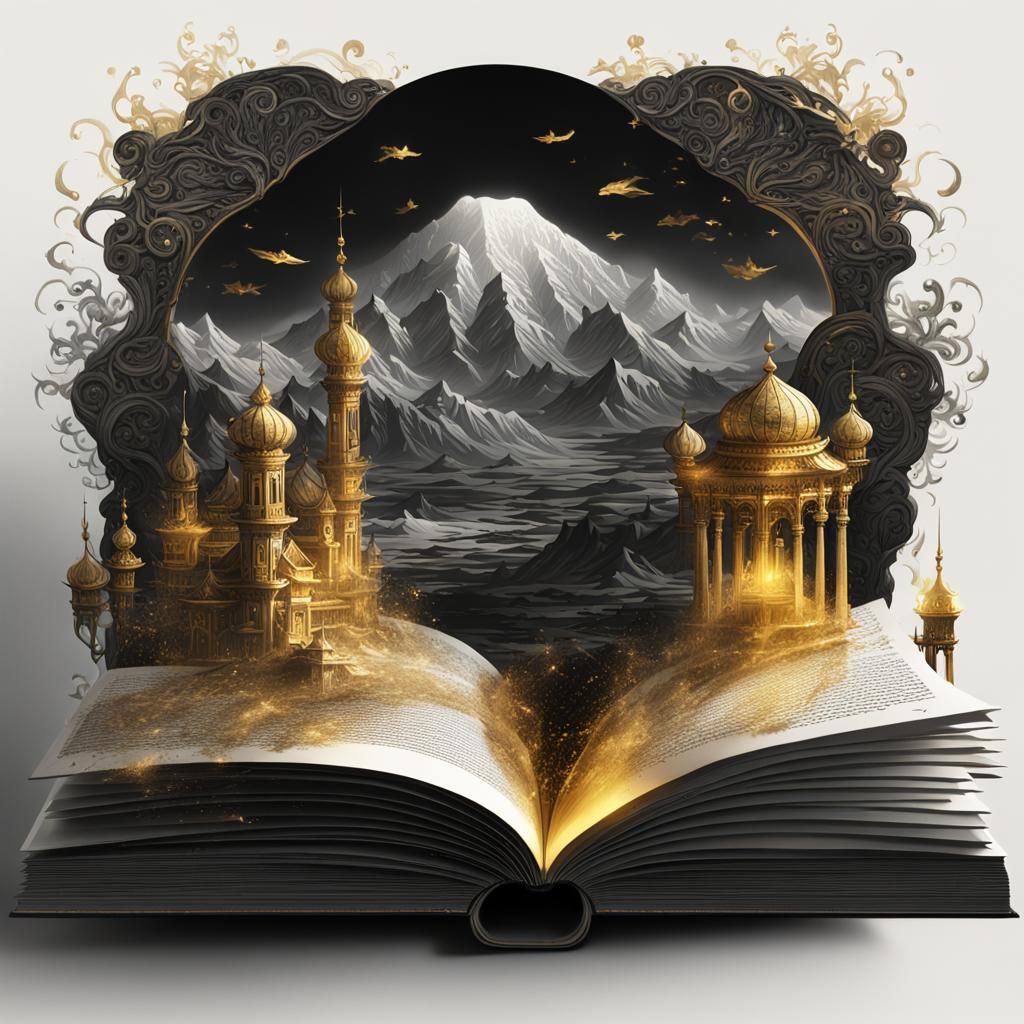 Glowing Book on Ink Sea: Fantasy Concept Art