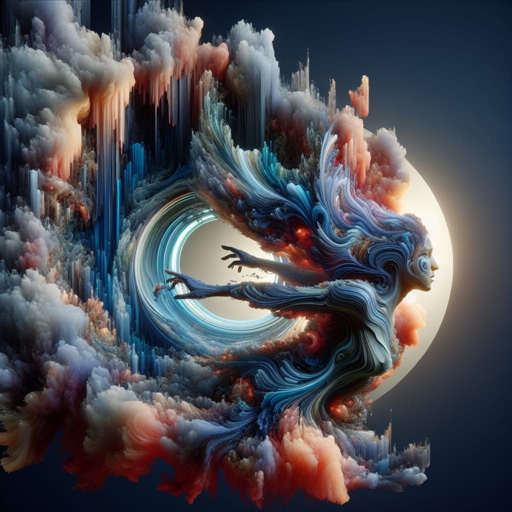 Surreal Woman's Spirit Unfolds as 3D Digital Art