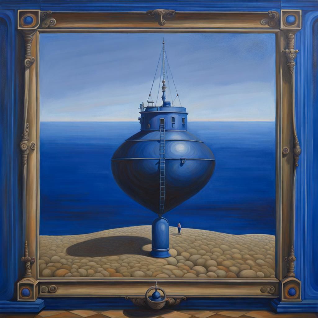 Surreal Oil Painting with Ultramarine Color Scheme