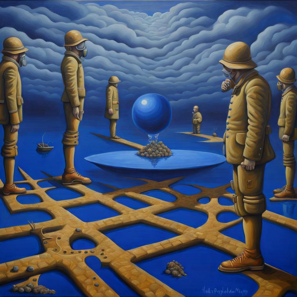 Surreal Oil Painting in Ultramarine Color Scheme