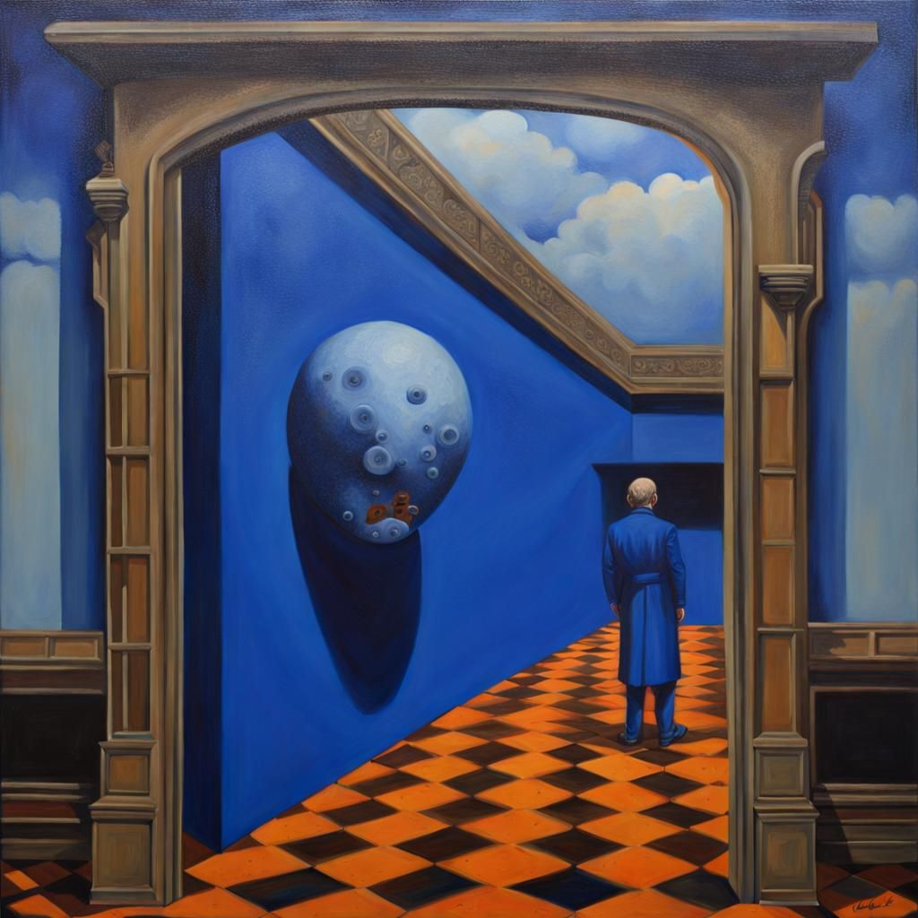 Surreal Oil Painting with Ultramarine Color Scheme