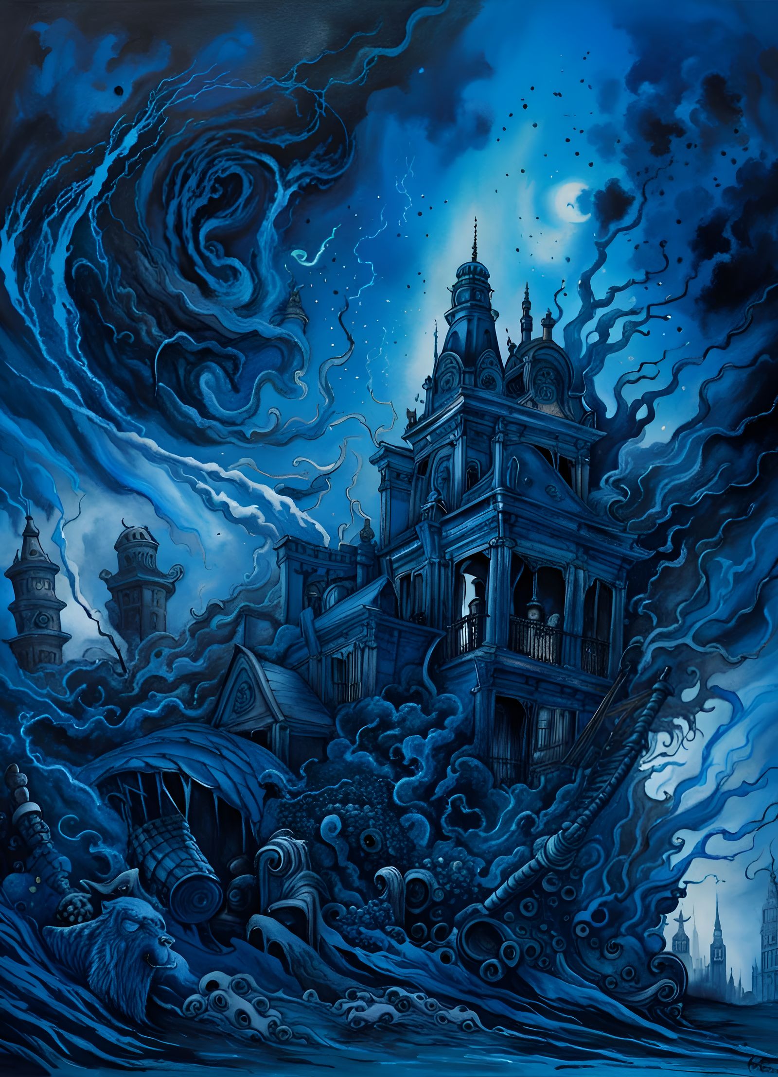 Apocalyptic Nightmare in Blue Vapor
