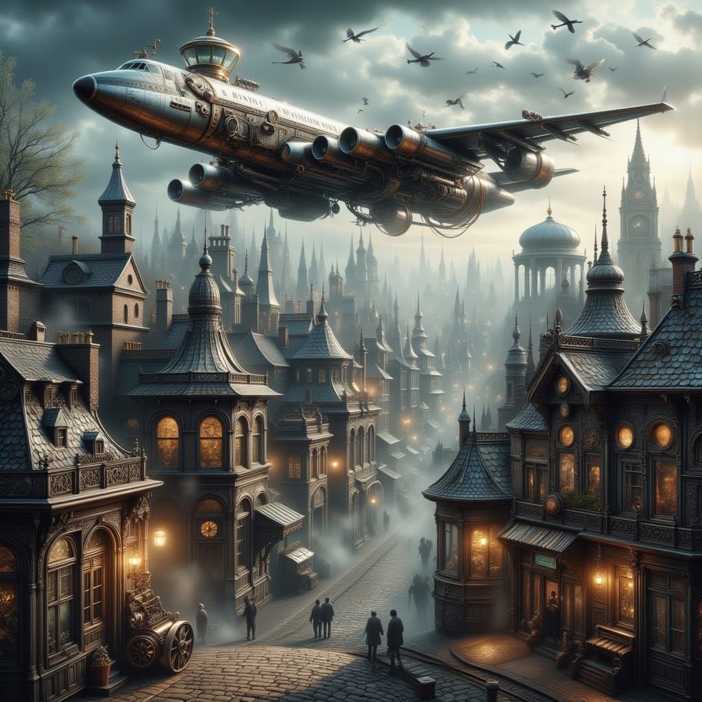 Air Force One in Steampunk Fantasy Style