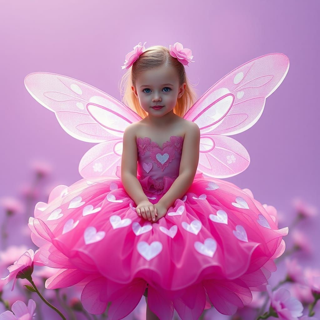 Fairy Girl in Floral Setting, Hyperrealistic Ultra HD