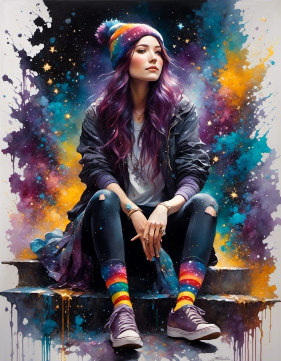 Girl in rainbow socks