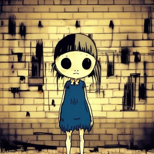 Creepy Girl in Haunted City, Anime Style