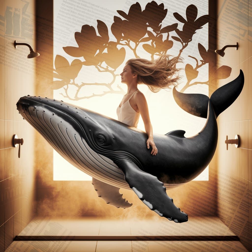 Shower with whale