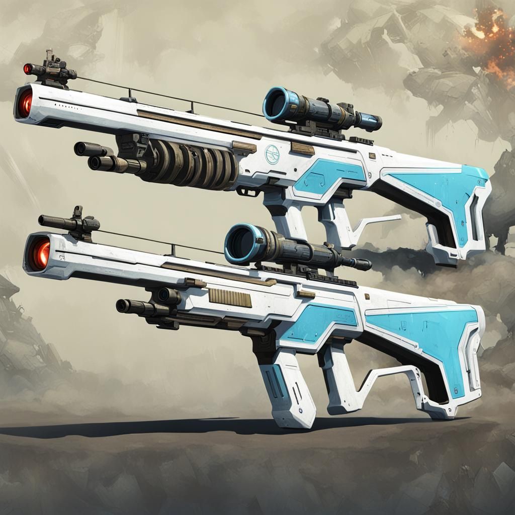 Futuristic Laser Rifle Concept Art with Sky-Blue Beam