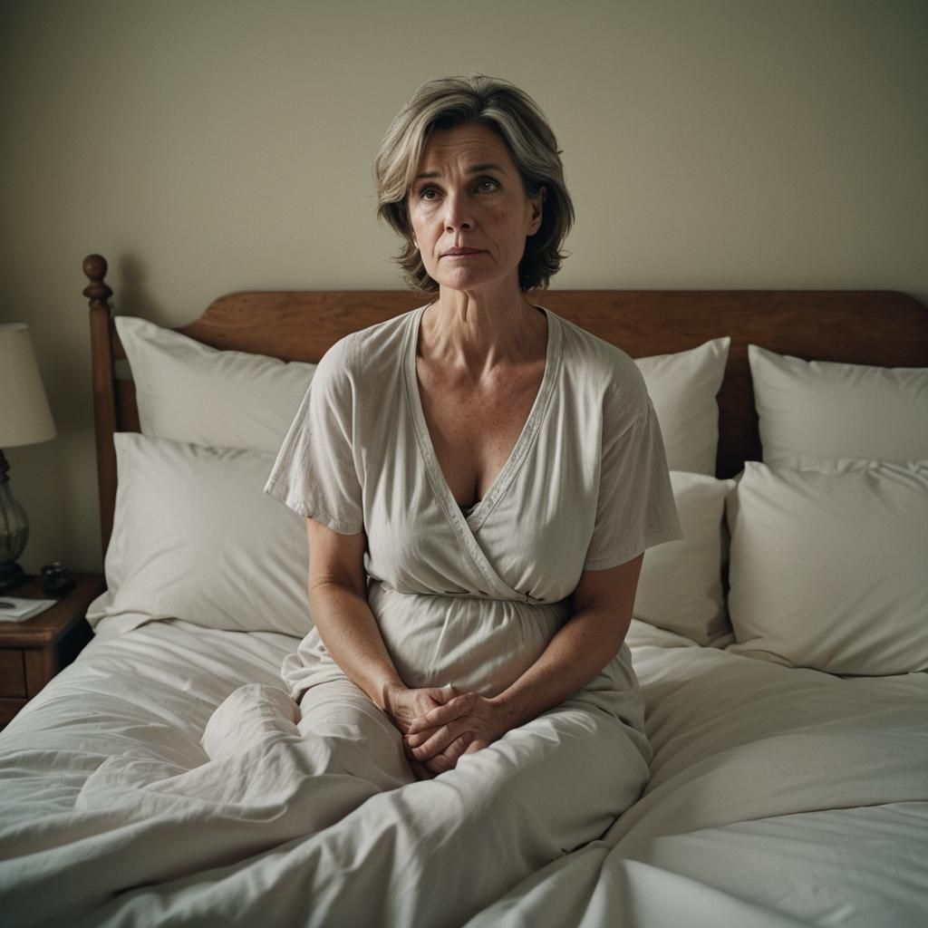 Pensive Woman in Bed: Cinematic Film Still