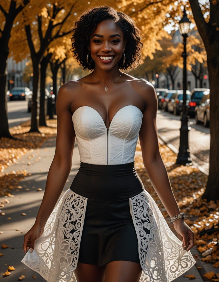 Sensual Ebony Woman Celebrates Autumn in Gothic Style