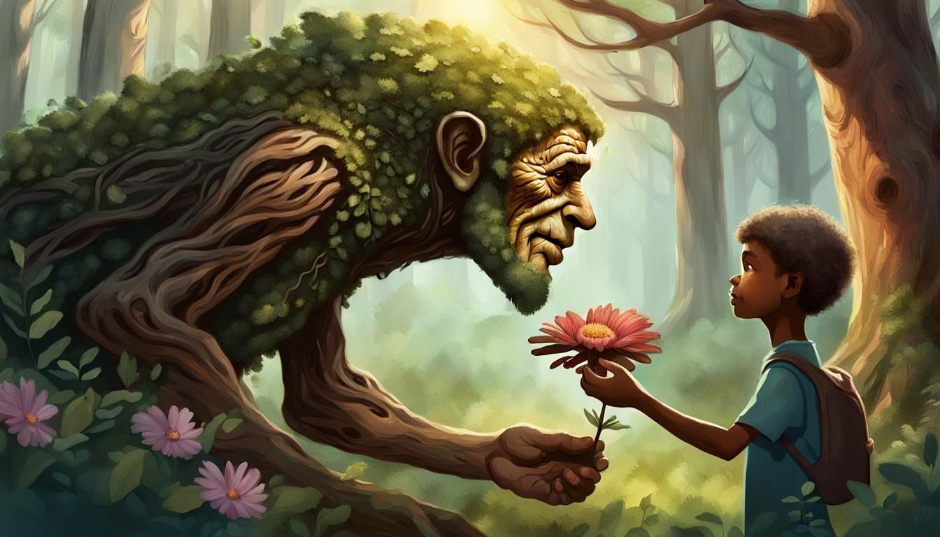 Friendly Forest Ent Face in Digital Illustration