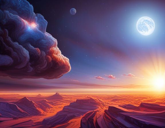 Astronaut Cat's Galaxy Eyes on Alien Planet