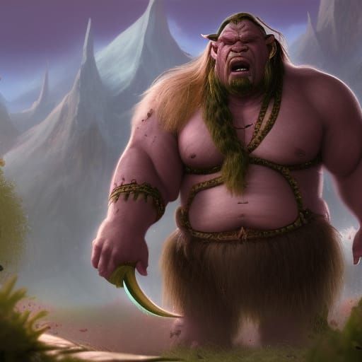 Green Orc Barbarian Concept Art in 8K