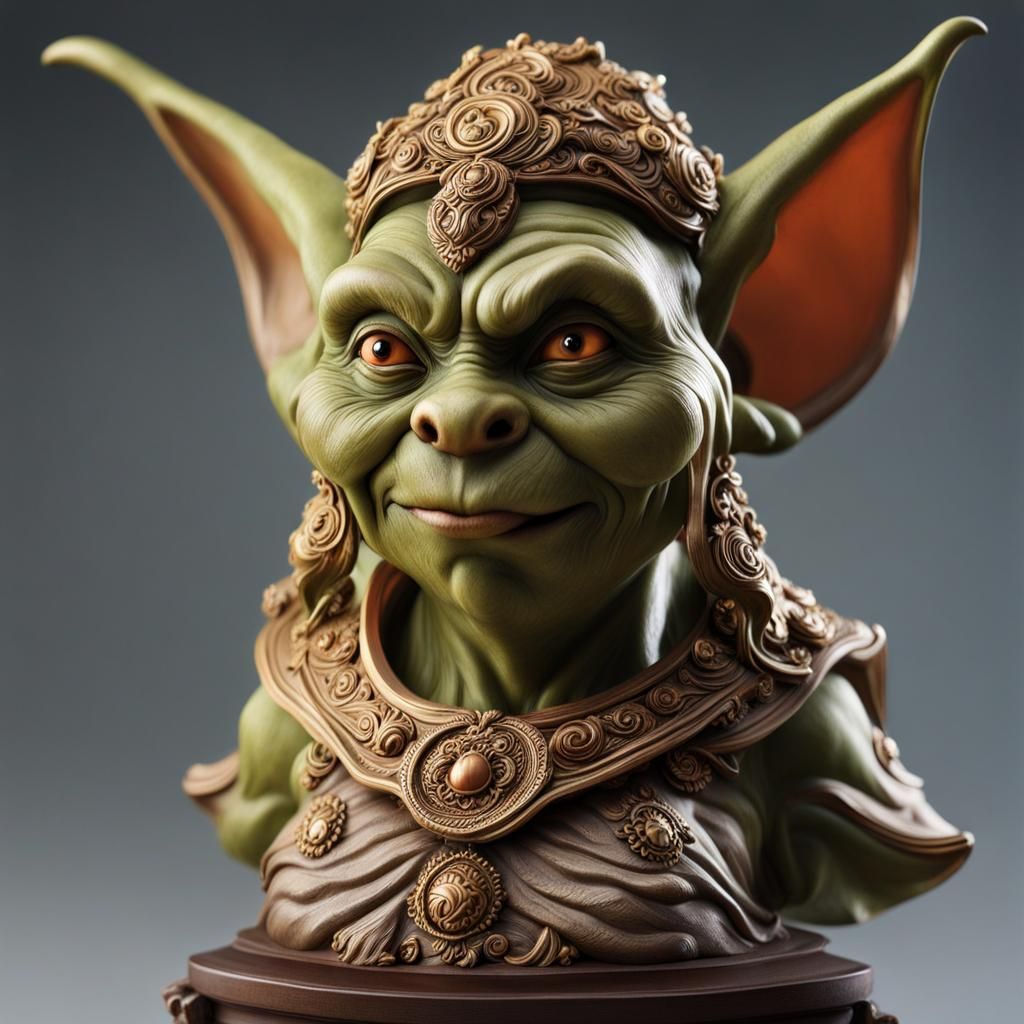 Voluptuous Goblin Goddess Glazed Clay Statue