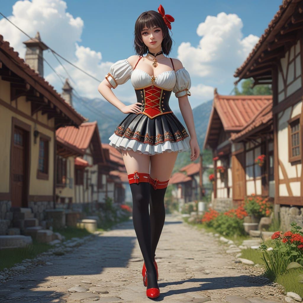 Macedonian Woman in Latex Folk Costume