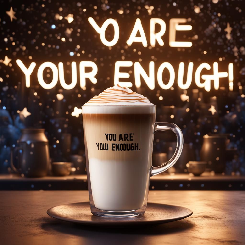 Latte Macchiato with Affirmation, Digital Art