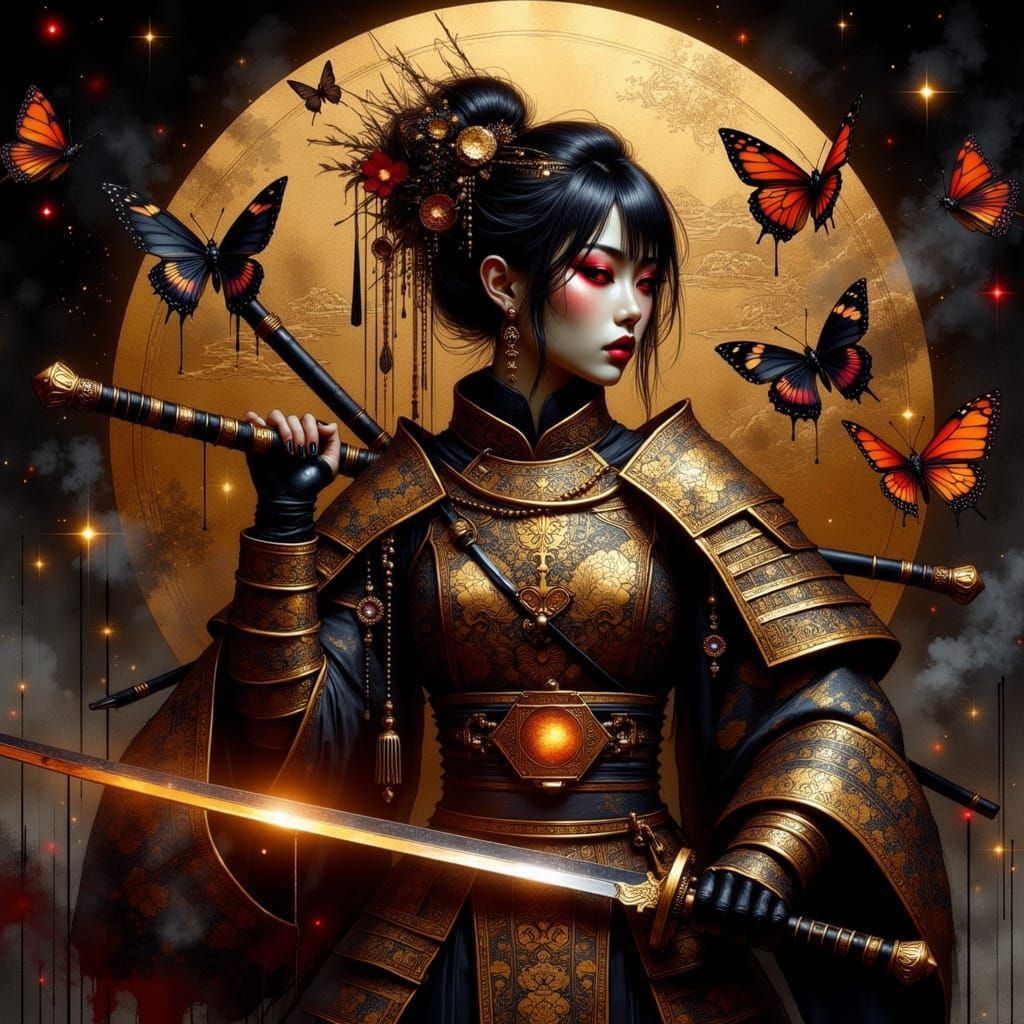 Fantasy Samurai Warrior with Luminous Katana in 8K