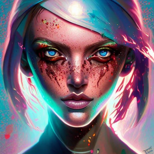 Electric Woman in Aetherpunk Splash Art Style