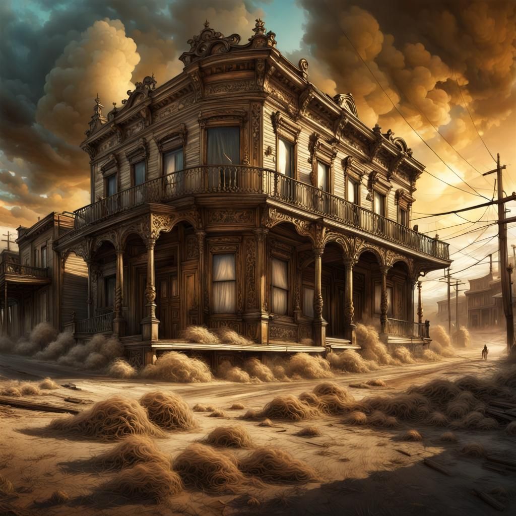 Abandoned Western Town at Golden Hour