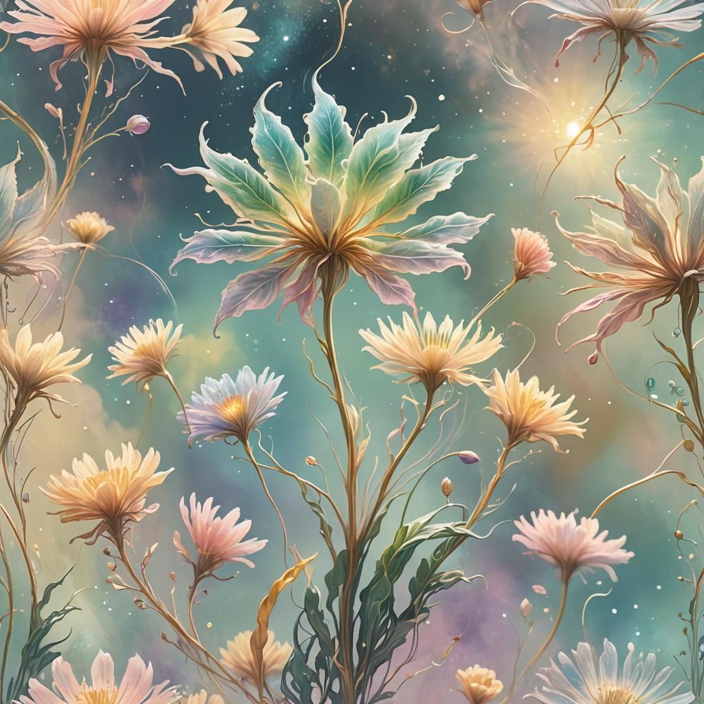 Dreamy Pastel Alien Space Plant Concept Art