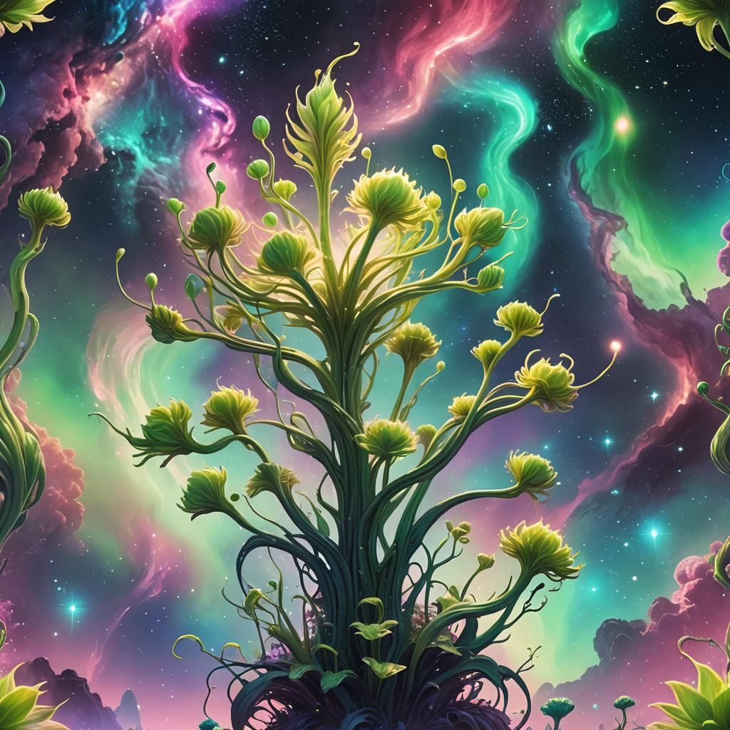 Alien Plant in Pastel Galaxy: Concept Art