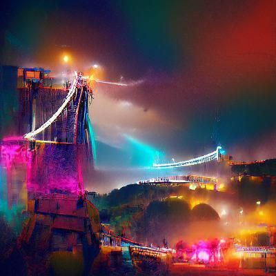 Clifton suspension bridge bristol in a dystopian sci-fi worl...