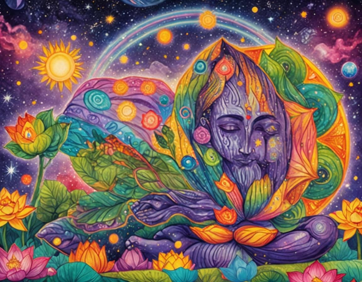 Cosmic Lotus: Astral Visionary Art